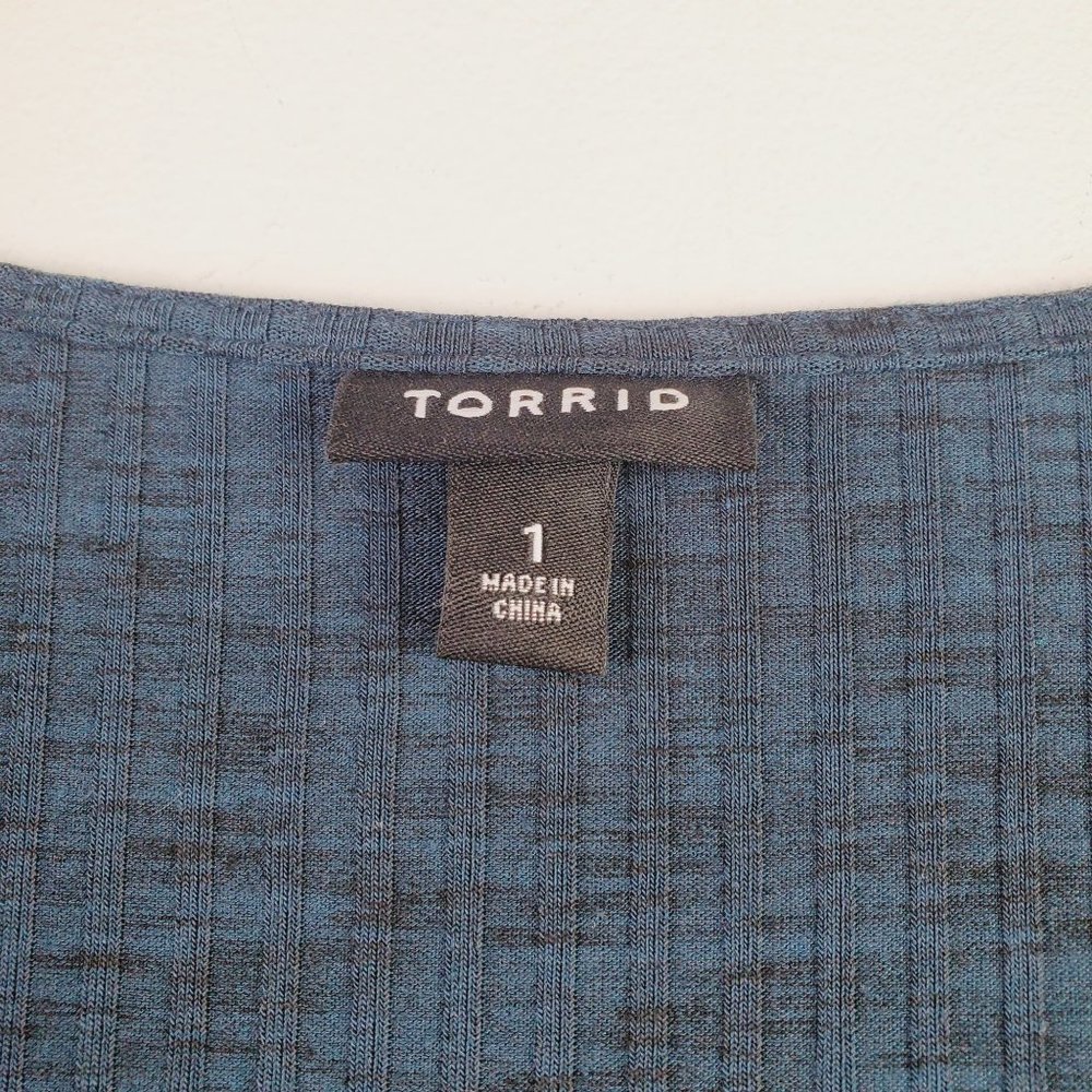 Torrid Teal Ribbed Knit Faux Wrap Dress Sz 1 (14/16) - Picture 8 of 10